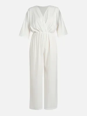 White Bat Sleeve Jumpsuit