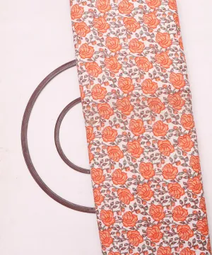 White Colour Floral Print Rayon Fabric