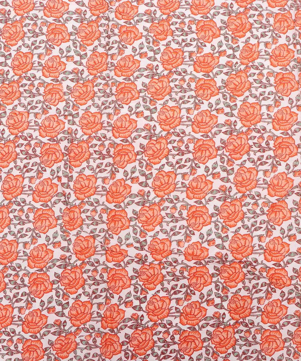 White Colour Floral Print Rayon Fabric