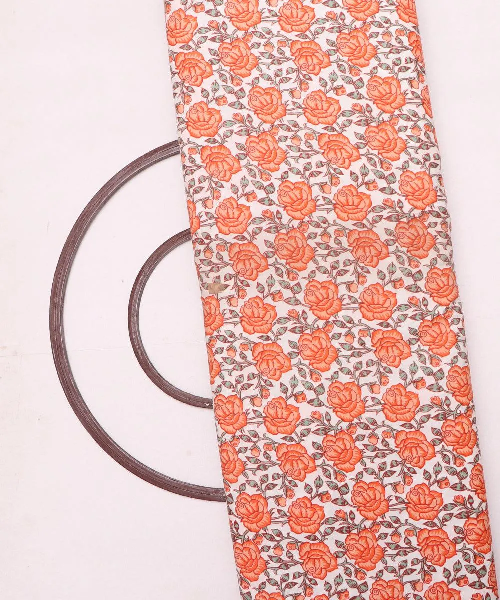 White Colour Floral Print Rayon Fabric