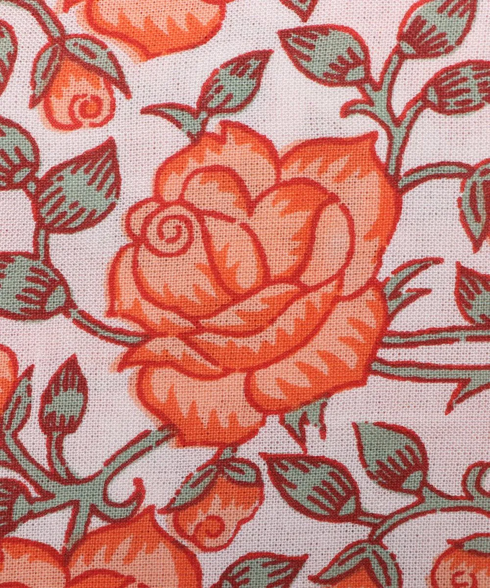 White Colour Floral Print Rayon Fabric