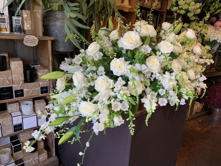 White Floral Casket Spray