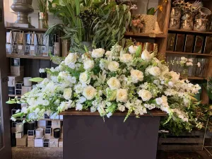 White Floral Casket Spray