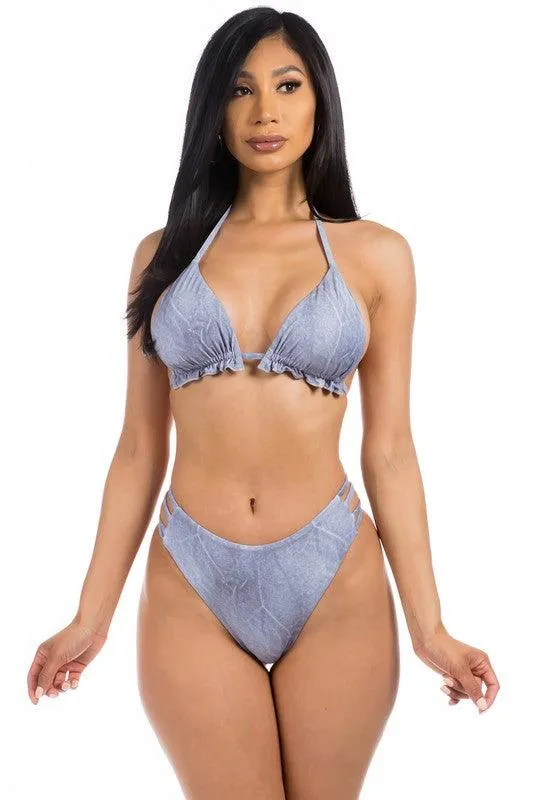 Womens Denim Two-Piece Swimsuit Bikini